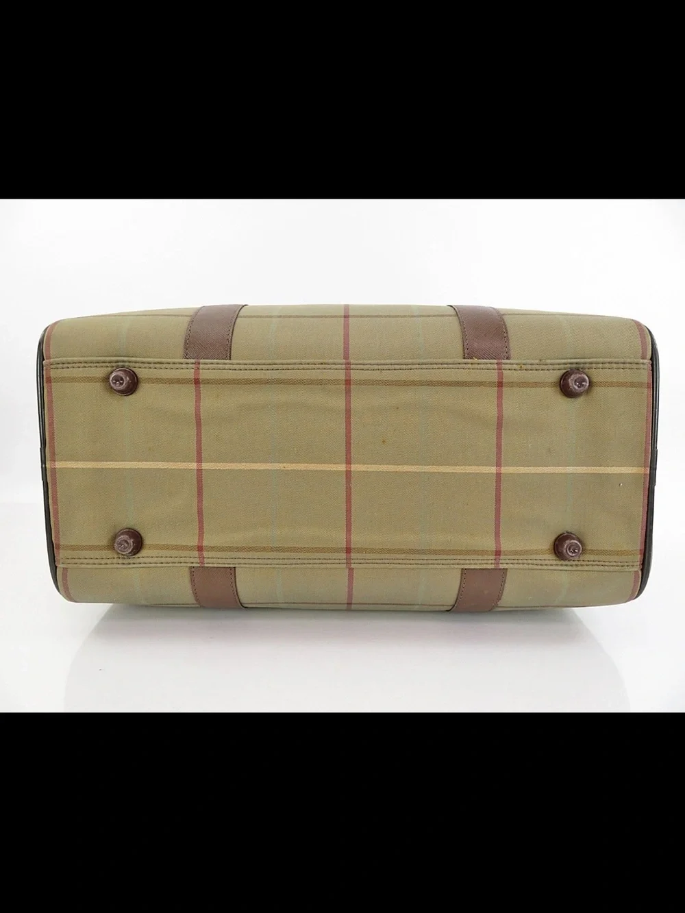Burberry Olive and Brown Check Duffel Bag